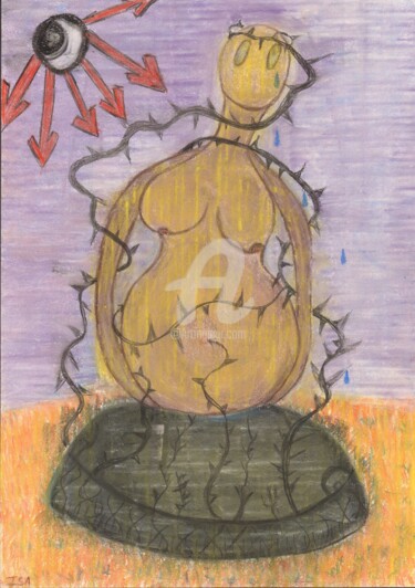 Disegno intitolato "Fausse-couche 3" da Pinkivioletblue, Opera d'arte originale, Pastello