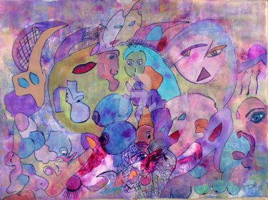 Painting titled "Résurgence" by Pinkivioletblue, Original Artwork, Acrylic