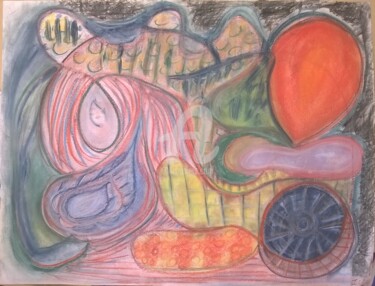 Drawing titled "Le ballon rouge" by Pinkivioletblue, Original Artwork, Pastel