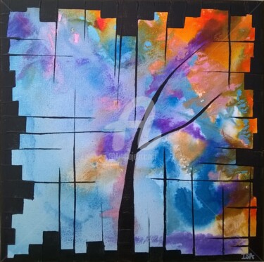 Malerei mit dem Titel "L'arbre mort" von Pinkivioletblue, Original-Kunstwerk, Acryl Auf Keilrahmen aus Holz montiert