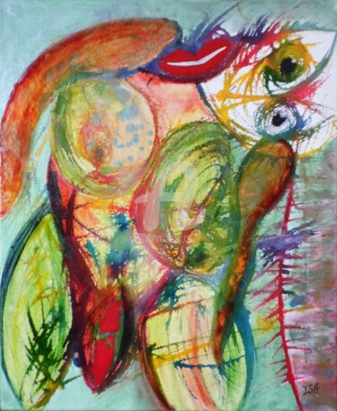 Peinture intitulée "La femme penchée" par Pinkivioletblue, Œuvre d'art originale, Acrylique Monté sur Châssis en bois