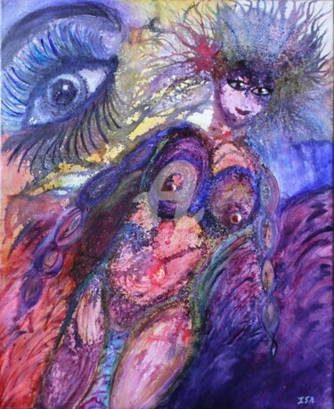 Malerei mit dem Titel "La femme clairvoyan…" von Pinkivioletblue, Original-Kunstwerk, Acryl Auf Keilrahmen aus Holz montiert