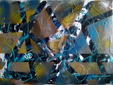 Painting titled "Triangulation" by Pinkivioletblue, Original Artwork, Acrylic Mounted on Wood Stretcher frame