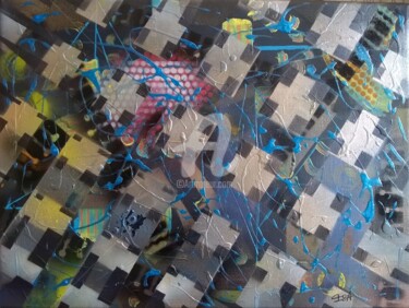 Painting titled "Intersections" by Pinkivioletblue, Original Artwork, Acrylic Mounted on Wood Stretcher frame