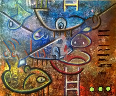 Painting titled "L'ascension" by Pinkivioletblue, Original Artwork, Acrylic Mounted on Wood Stretcher frame