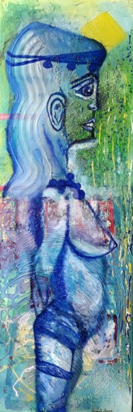 Painting titled "La demoiselle en pa…" by Pinkivioletblue, Original Artwork, Acrylic Mounted on Wood Stretcher frame