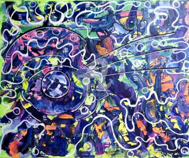 Картина под названием "Les monstres du rêve" - Pinkivioletblue, Подлинное произведение искусства, Акрил Установлен на Деревя…