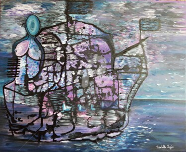 Картина под названием "Larguer les amarres" - Pinkivioletblue, Подлинное произведение искусства, Акрил Установлен на Деревян…