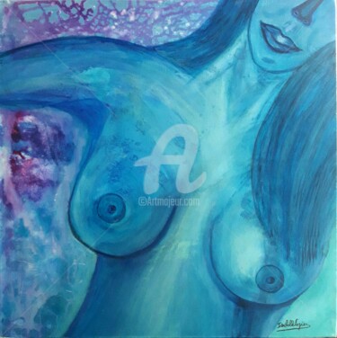 Painting titled "La demoiselle à la…" by Pinkivioletblue, Original Artwork, Acrylic Mounted on Wood Stretcher frame