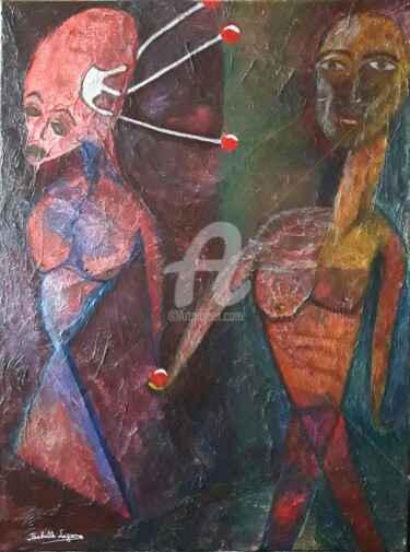 Painting titled "Demain est un autre…" by Pinkivioletblue, Original Artwork, Acrylic Mounted on Wood Stretcher frame