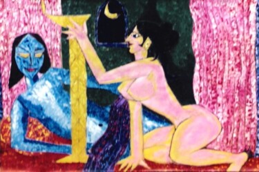 Painting titled "Making Love" by Pinku, Original Artwork, Oil