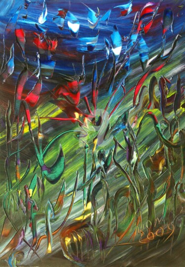 Peinture intitulée "La flor de la alegr…" par Mom, Œuvre d'art originale, Huile