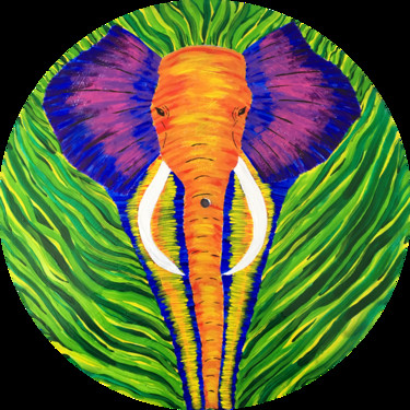 Painting titled "Rainforest Elephant" by Pinto Acryl By Ulrike, Original Artwork, Acrylic