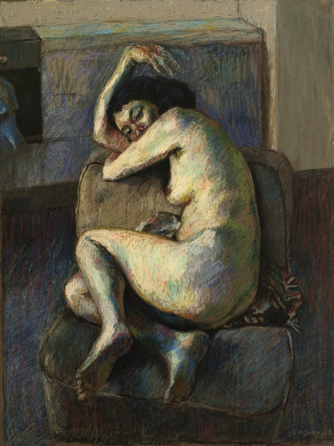Malerei mit dem Titel ""Aline"" von Juan Domínguez, Original-Kunstwerk, Pastell