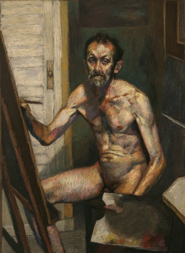 Malerei mit dem Titel "Autorretrato" von Juan Domínguez, Original-Kunstwerk, Pastell