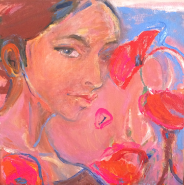 Pittura intitolato "woman-poppy.jpg" da Gryte, Opera d'arte originale, Olio