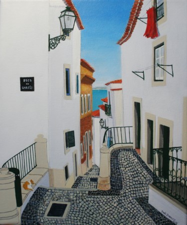 "Beco do Garcês c/Escadinhas dos Remédios" (Alfama´s neighbourhood, Lisbon, Portugal), 2014 27x35 cm ©2015 por Inês Dourado