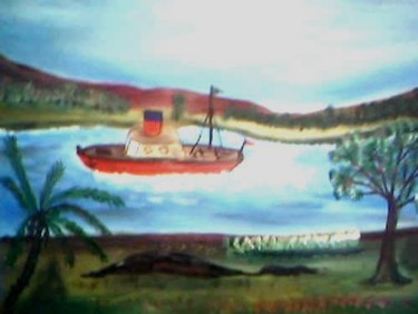 Pintura titulada "Navegando por el de…" por Alfredo Jesus Rocha, Obra de arte original