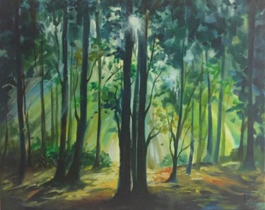 Картина под названием "Лес" - Юлия Пиняева, Подлинное произведение искусства, Масло