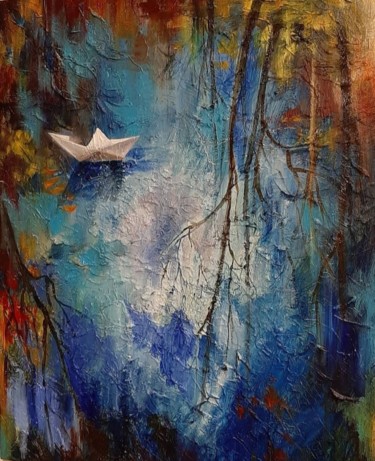 Картина под названием "Отражение" - Юлия Пиняева, Подлинное произведение искусства, Масло