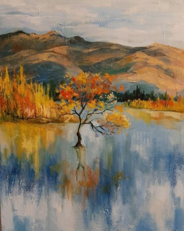 Картина под названием "Горный пейзаж" - Юлия Пиняева, Подлинное произведение искусства, Масло