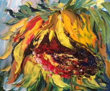 Картина под названием "Этюд цветок" - Юлия Пиняева, Подлинное произведение искусства, Масло