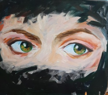 Картина под названием "Зеленые глаза" - Юлия Пиняева, Подлинное произведение искусства, Масло
