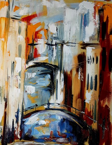 Картина под названием "Город этюд" - Юлия Пиняева, Подлинное произведение искусства, Масло