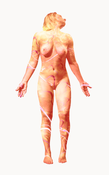 Digitale Kunst mit dem Titel "Vitruvian Woman on…" von Paul Pinzarrone, Original-Kunstwerk, Manipulierte Fotografie