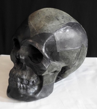 Sculpture titled "Black Skull" by Pio30, Original Artwork, Other