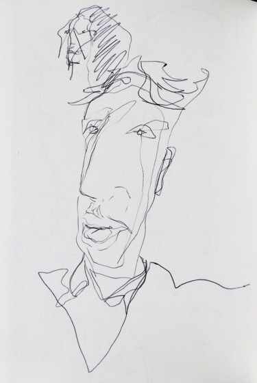 Drawing titled "“Un giornalista al…" by Pio30, Original Artwork, Ballpoint pen