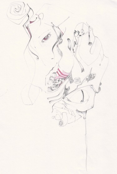 Zeichnungen mit dem Titel "#0000She#" von Pio30, Original-Kunstwerk, Conté-Buntstifte