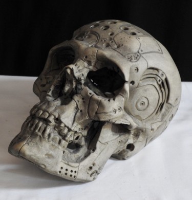 Sculpture intitulée "#Mechanical Skull 0…" par Pio30, Œuvre d'art originale, Céramique