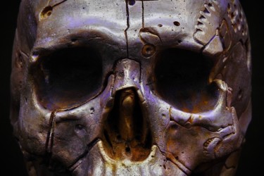 Sculpture titled "#Mechanical Skull 0…" by Pio30, Original Artwork, Plaster