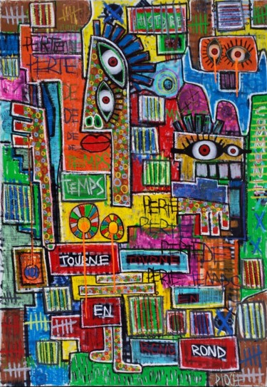 Painting titled "Histoire commune" by Pioch, Original Artwork, Oil