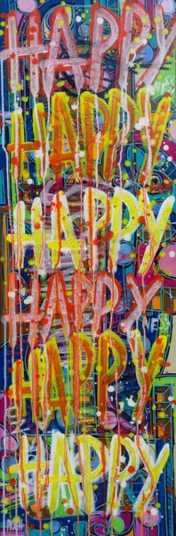 Peinture intitulée "Happy" par Pioch, Œuvre d'art originale, Acrylique