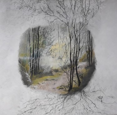 Peinture intitulée "La forêt enracinée" par Elise Pioger / Art Cire, Œuvre d'art originale, Encaustique