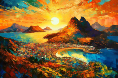 Digital Arts titled "Brazilian Coast" by Piotr Alaborski, Original Artwork, Digital Painting