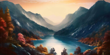 Digital Arts titled "Fjords #2" by Piotr Alaborski, Original Artwork, Digital Painting