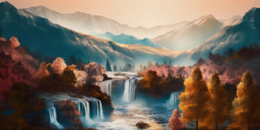 Arte digital titulada "Waterfalls #2" por Piotr Alaborski, Obra de arte original, Pintura Digital