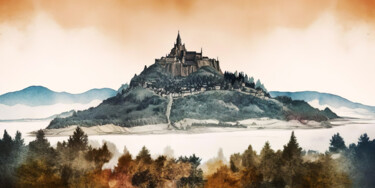 Arte digital titulada "Mont Saint Michel" por Piotr Alaborski, Obra de arte original, Pintura Digital