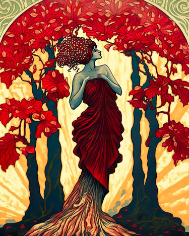 Arte digital titulada "Queen of the trees" por Piotr Alaborski, Obra de arte original, Pintura Digital