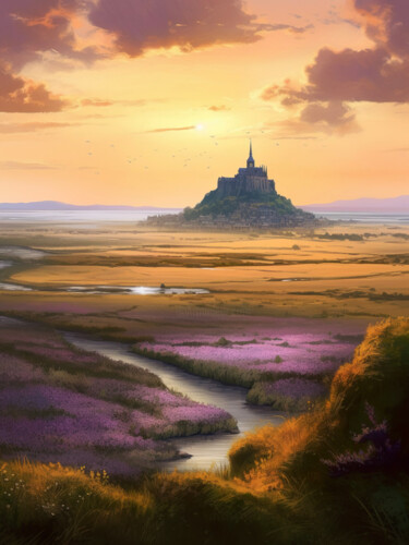 Arte digital titulada "Mont Saint Michel #2" por Piotr Alaborski, Obra de arte original, Pintura Digital