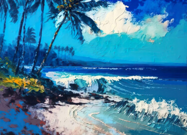 Arte digital titulada "Hawaii Beach #2" por Piotr Alaborski, Obra de arte original, Oleo