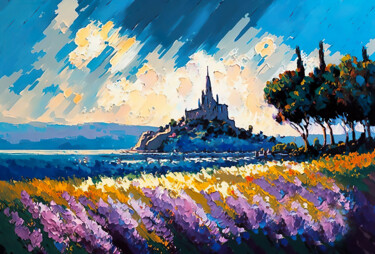 Artes digitais intitulada "Mont Saint Michel #4" por Piotr Alaborski, Obras de arte originais, Óleo