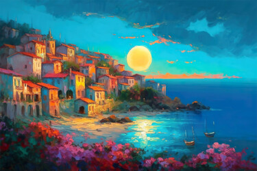 Digital Arts titled "Italian Coast #2" by Piotr Alaborski, Original Artwork, Oil