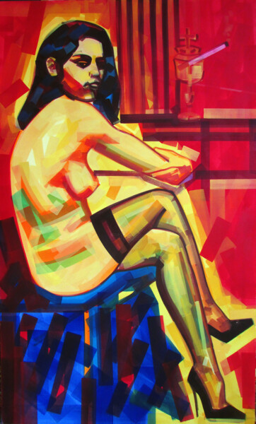 Painting titled "Confessions on the…" by Piotr Kachny, Original Artwork, Oil Mounted on Wood Panel