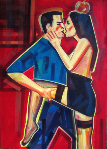 Pittura intitolato "Seduced by Eve" da Piotr Kachny, Opera d'arte originale, Olio