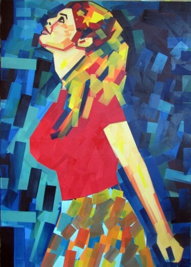 Pintura intitulada "Making 50's from her" por Piotr Kachny, Obras de arte originais, Óleo
