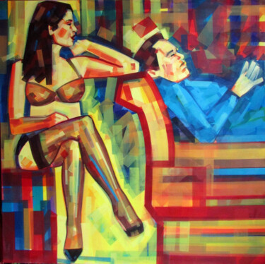 Malerei mit dem Titel "Lean on me" von Piotr Kachny, Original-Kunstwerk, Öl